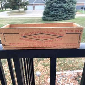 Vintage 1950s WOODEN Clearfield CHEESE Box Wisconsin OLE N SHARPE Held 1-1/4 LB.